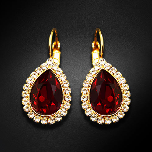 Auskarai "Debesų Lašas (Siam)" su Swarovski™ kristalais